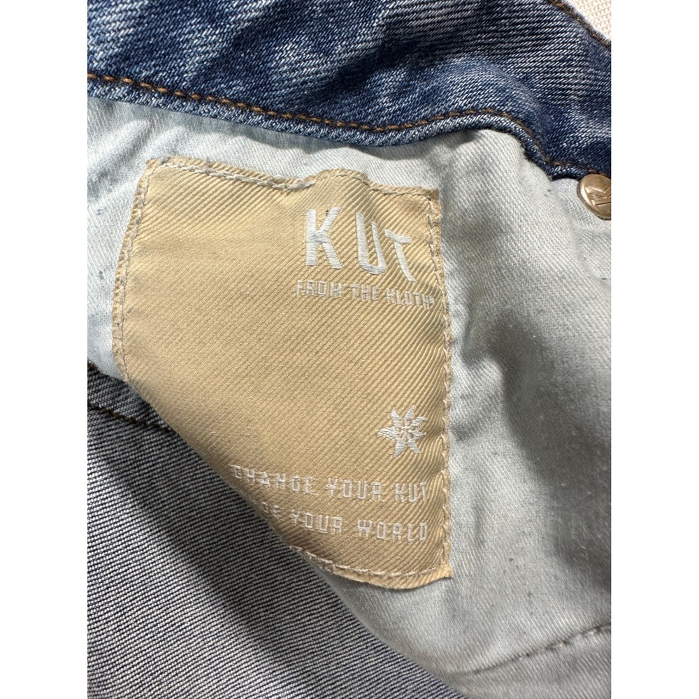 Kut from the Kloth Wide Leg Raw Hem Jeans Blue Denim Size 14 - Picture 5 of 9